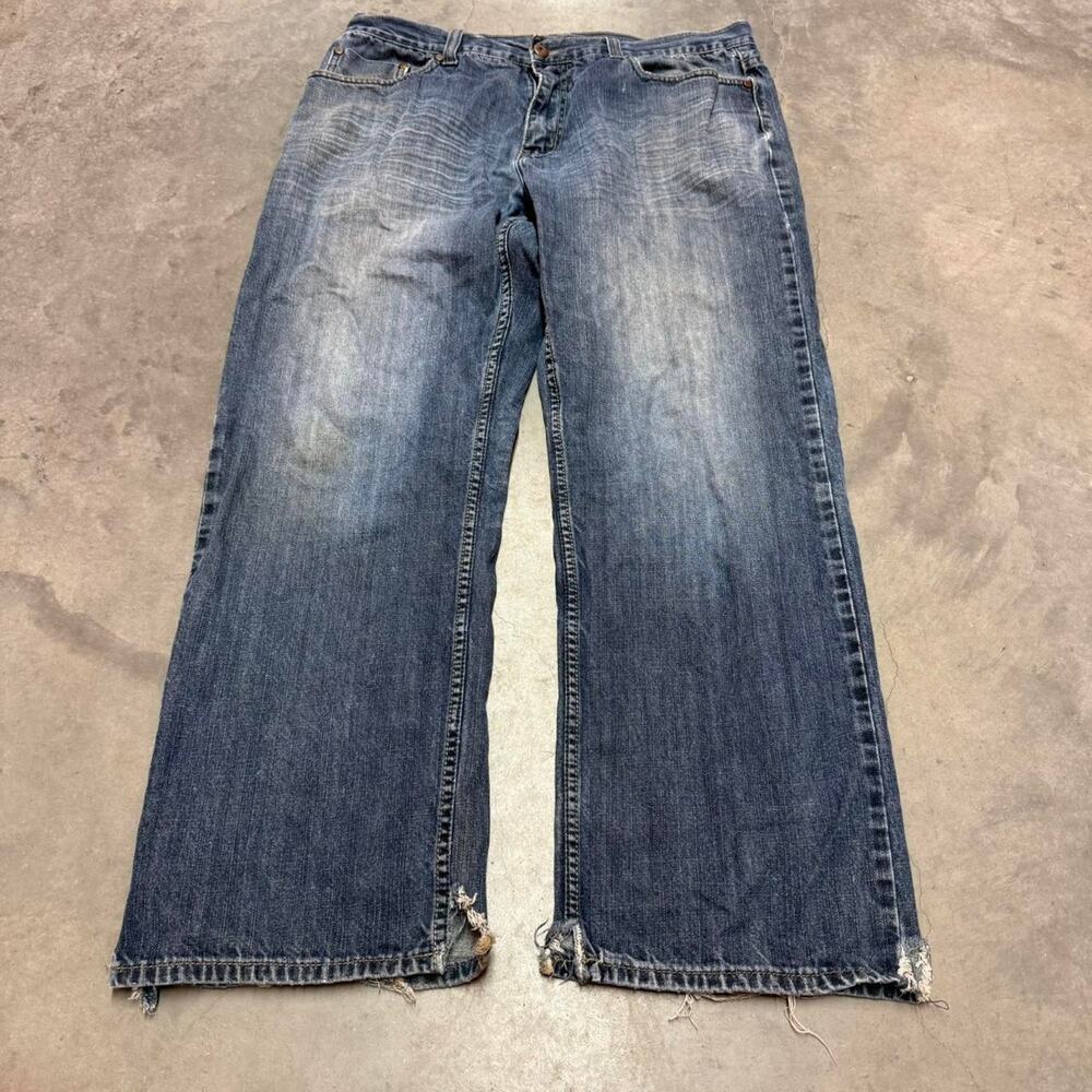 Y2K 2000s urban pipeline Loose straight faded blue jeans 36
